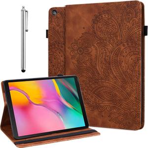 ALILANG Case for Kindle Fire HD 10 (9th Gen 2019/7th Gen 2017/5th Generation 2015) 10.1", Multiple Viewing Angles PU Leather Flip Stand Cover for Amazon Fire HD 10 Case -Brown