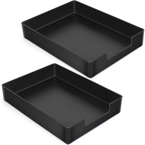 Letter-Size Tray, 2PCS Plastic Stackable A4 Paper Tray, Desk Drawer Organizer, Multi-use Large Storage Basket for Office Home Supplies,13 x 9.6 inch