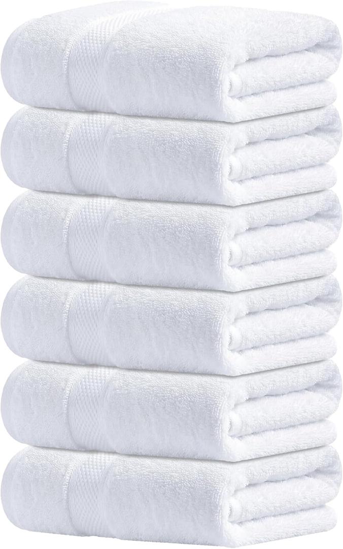 Infinitee Xclusives White Hand Towels for Bathroom - Set of 6 (16x28 inches) 600 GSM, 100% Cotton Ultra Soft, Quick Drying, Hotel Quality Hand Towel Set (Brilliant White, Hand Towels)