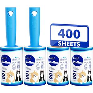 Extra Sticky Lint Roller, Mega Value Set 400 Sheets for Pet Hair Removal, Dog and Cat Lint Remover for Clothes, Furniture, Carpet, Blue