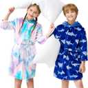 Giggling Getup Christmas Kids Robes, Hooded Girls Bath Robe, Girls Christmas Pajamas (S)