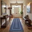 Garvee Runner Rug 2x6 Easy Jute Hallway Runner Rug Washable Non Slip Indoor Outdoor Rugs for Patio Entryway Ultra-Thin Non-Shedding Floor Mat for Laundry Bathroom Bedroom Backyard Porch Navy Blue