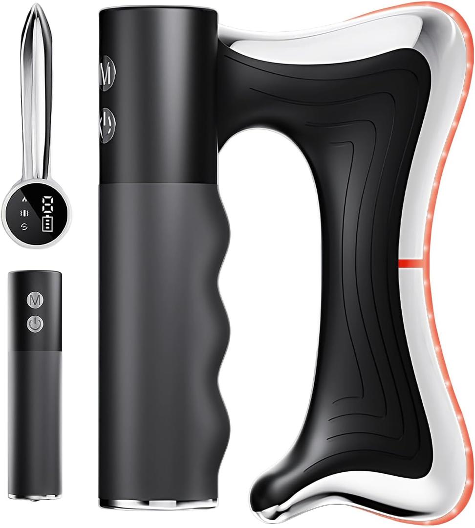Heated Muscle Scraper 2026 New Upgrad v2 Pro with Vibration, Large Handle for Effortless Grip, Electric Gua Sha Muscle Scraper Tool Multifunctional Electric Fascia Knife Gifts for Family Black