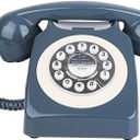 Sangyn Retro Landline Telephone Classic Vintage Corded Phone Old Fashioned Dial Button Desk Phone with Redial Function for Home Office (Grey)