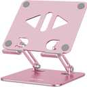 Tablet Stand Holder for Desk, Adjustable Desktop Tablet Holder, Foldable Aluminum Tablet Mount for iPad pro 12.9, iPad Air Mini, Samsung Galaxy Tabs Z Fold Kindle Fire,4-12 inch, Rose Gold