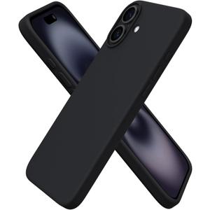 ORNARTO Compatible with iPhone 16 Plus Case 6.7, Slim Liquid Silicone 3 Layers Full Covered Soft Gel Rubber Phone Case Protective Cover 6.7 Inch, Black