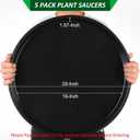 PATIKIL 5 Pack Plastic Plant Saucer, 20 Inch Plant Tray for Pots Round Plant Dish Plant Drip Trays Water Tray for Indoors Outdoors Garden, Black