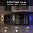 XMCOSY+ Outdoor Wall Lights, 2100LM Smart LED Porch Lights Outdoor, RGBCW Exterior Lighting Sconce, Wi-Fi Control, Compatible with Alexa, IP65 Waterproof, 2 Pack