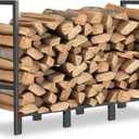 4FT Firewood Rack Indoor Outdoor, Firewood Log Rack Holder with 4 Reinforced Metal Sheets for Fireplace Wood Storage, Heavy Duty Metal Pile Log Stand Stacker Holder for Patio Outdoor