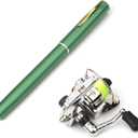 Lixada Fishing Rod Reel Combo Mini Pen Fishing Pole Kit Telescopic Fishing Rod Spinning Reel Combo Kit (1.4 m, Green)