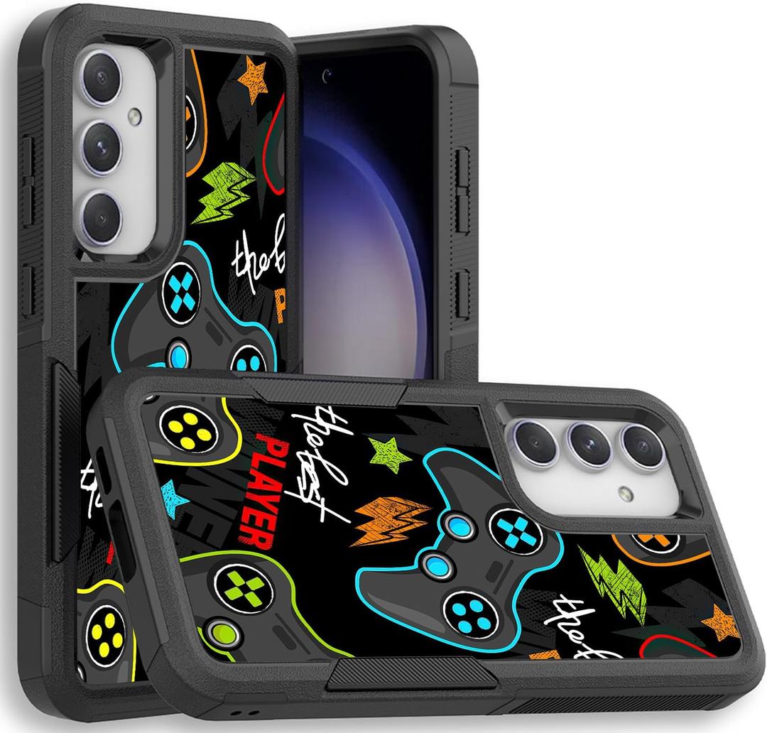 Candykisscase Case for Samsung Galaxy S23 FE, Gaming Controller Best Player Pattern Shock-Absorption Hard PC and Inner Silicone Hybrid Dual Layer Armor Defender Case for Samsung Galaxy S23 FE 2023