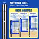 Outdoor Portable Volleyball Net Set with Adjustable Height Steel Poles, Volleyball, Anti-sag Winch System, Pump, Boundary Line, and Carry Bag for Backyard, Beach, Lawn, Blue