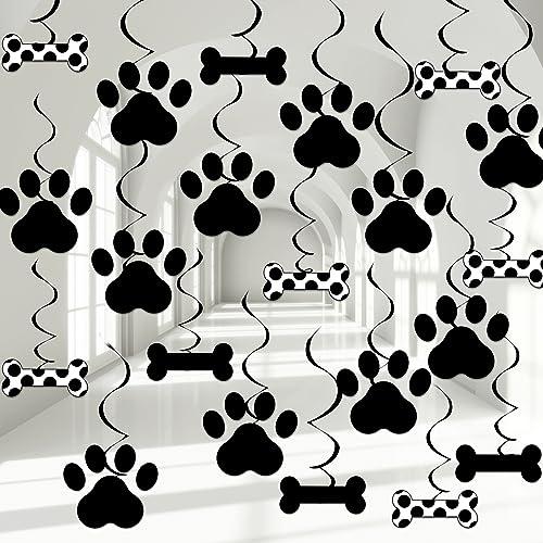 60PCS Dog Birthday Party Decorations Puppy Birthday Decorations Dog Party Hanging Swirl Dog Paw Bone Ceiling Streamers Garland Dog Themed Party Banner for Girl Boy Kids Pet Dog Baby Shower Decor