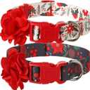 Christmas Dog Collars with Removable Red Flower, Large Dog Collar for Female Dogs