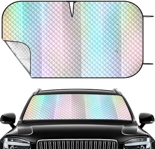 Windshield Sun Shade Car Sun Shade, Folding Car Shades for Front Windows, Blocks UV Rays Sun Visor Protector for Truck SUV Van, Keeps Vehicle Cool - Colorful (55" x 27.5")