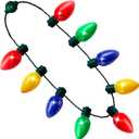 JOYIN 1 Pack Christmas Necklace LED Light Up Necklace 9 Bulbs 6 Modes LED Holiday Costume Accessories for Christmas Xmas Party Favor Party Supply