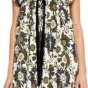 hibshaby Women's Floral Print Mini Dress V Neck Puff Sleeve Dress Short Babydoll Bow Dress (Printed Dark Green)