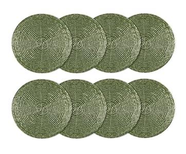 COTTON CRAFT Glitz Beaded Coasters - Set of 8 Handmade Bar Drink Tabletop Protection Coasters - Halloween Harvest Autumn Fall Thanksgiving Holiday Christmas Xmas Party - 4 inches Round 