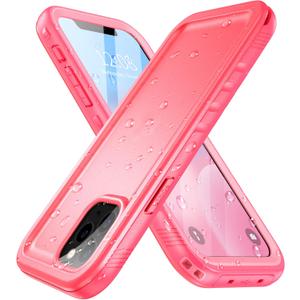 SPORTLINK Compatible with iPhone 12 Pro Max Waterproof Case - Built in Screen Protector Full Body Shockproof Dustproof IP68 Waterproof Case for iPhone 12 Pro Max 6.7 Inch Pink