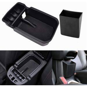 YOCTM Black Center Console Armrest Storage Box Phone Holder Pallet Organizer Cover Trim for Jeep Compass 2017 2018 2019 2020 2021 Interior Car Styling Accessories (Pack of 2)