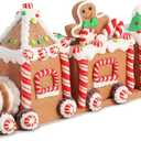 Christmas Gingerbread Decorations - 10" Gingerbread Decor Train Figurines Xmas Decor Gift - Christmas Party Home Decor Holiday Home Decor for Table, Mantel, Shelves