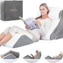 Kingfun 4PCS Orthopedic Bed Wedge Pillow Set for Sleeping, Post Surgery Memory Foam Support Pillows for Back, Neck and Leg Pain Relief, Adjustable Triangle Pillow - Acid Reflux, Anti Snoring & GERD (White)