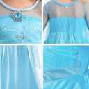 Elsa Dress for Girls Toddler Snow Princess Costume Blue with Wig Halloween Birthday Party Dress Up Outfits 3-4T