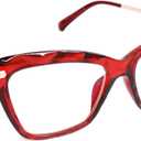 2 x Focus Series Reading Glasses for Women - Full Rim, Polycarbonate & Metal, Includes Case, Cleaning Cloth (Red)