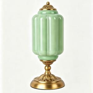 Glazart Luxa Vintage Milk Glass Table Lamp for Living Room Bedroom, Green