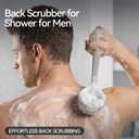 Back Scrubber for Shower for Men Women, Body Brush with Long Handle, Exfoliating Bath Washer with Soft Bristles, Body Exfoliator for Wet or Dry Brushing, Back Scrub Deep Cleaning, Gray