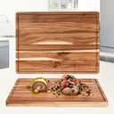 Extra Large Acacia Wood Cutting Board 24"x18" Reversible Wooden Butcher Block for Kitchen with Deep Juice Groove, Side Handles Chopping Board & Serving Tray for Meat, Vegetables, Cheese