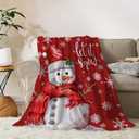 YeeJu Christmas Decorative Throw Blanket Red Cute Snowman Throw Blanket for Couch Sofa Bed Soft Cozy Let It Snow Fuzzy Plush Fleece Blankets and Throws Xmas Blanket 50x60