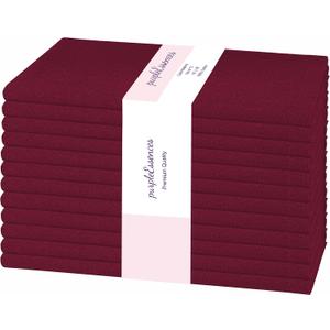 PurpleEssences Set of 12 Cloth Dinner Napkins 100% Cotton 18x18 Inch - Soft Durable Washable - Ideal for Farmhouse Party Fall Thanksgiving - Perfect Everyday Use Table Linen - Burgundy