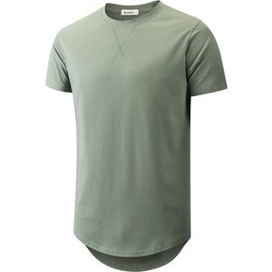 KLIEGOU Mens Hipster Hip Hop Ripped Round Hemline T Shirt Army Green S (Green, S)