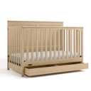 Graco Hadley 5-in-1 Convertible Crib with Drawer GREENGUARD Gold Certified, Fits Standard Crib Mattress, Converts to Toddler Bed, Daybed and Full Bed, 4 Adjustable Mattress Heights (Driftwood)