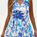 BTFBM Womens Summer Maxi Dresses 2025 Casual Sleeveless V Neck Loose Fit Floral Boho Dress Beach Long Sundress (M)