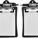 Clipco Mini Clipboard with Magnetic Back Includes Paper Pad and Pen (2-Pack) (Black)