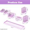 SUPEASY Pen Holder for Desk, 6 Piece Mesh Desk Organizer set for Office Organization with Mail Organizer, Letter Phone Holder, Sticky Notes Caddy Storage, Purple