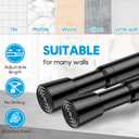 AIZESI 2 Pack Adjustable Tension Curtain Rod 32 to 58 inch, Curtain Rods No Drilling Expandable Spring Loaded Curtain Rods for Windows Doors, Black