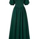 Scarlet Darkness Women Renaissance Costume Corset Dress Medieval Off Shoulder Fairy Dress Green, Size: 14