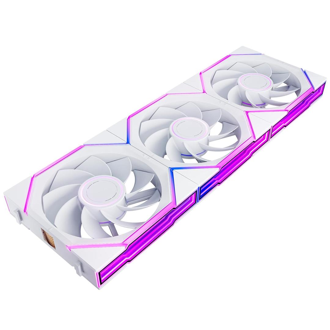 AsiaHorse Nyota Ultra 120mm PC Case Fan - Space-Inspired Design (Infinity Mirror + RGB Ring), 9 Blades 58.5 CFM, Modular Build, Ultra-Quiet Silicone Pads, PWM Control-Quiet Hydro Bearing (3 Pack-120mm, White-Reverse Blade)