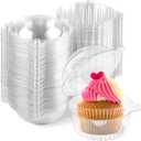 Zezzxu 100 Pack Individual Cupcake Containers, Clear Plastic Cupcake Holders with Dome Lids, Single Cupcake Carriers for Cupcakes, Hot Cocoa Bombs, Muffins, Pastries
