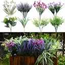PARTY JOY 19 Bunches Fake Plants Outdoor, Fake Bushes UV Resistant Artificial Lavender Flowers Greenery Shrubs Faux Greenery for Outdoor Garden Patio Front Porch Yard Decor