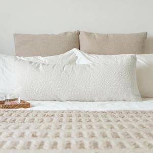 14x36 inch Boucle Lumbar Pillow Cover, Cream White Woven Texture Neutral Long Pillow Cover Breathable Cushion Case for Couch Sofa Bed Living Room Home Decor (Cover Only)