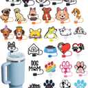30 Pack Dog Straw Covers Cap for Tumblers, 10mm Cute Dust-Proof Straw Topper for Water Bottles Stanley Cups Accessories Gifts For Women Party Favors