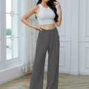 Betusline Women's Wide Leg Pants Business Casual Straight Office Trousers for Women,1#Grey, Medium (Gray, M)