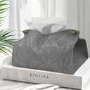 Embossed Floral Leather Tissue Box Cover Luxury Textured Tabletop Tissue Box Holder Minimalist Nordic Style Decorative Tissue Organizer Neutral Color High End Home Decor Desk Paper Tissue Box