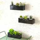 LaLaGreen Indoor Plants Wall Planter (3 Pack, 16 Inch) Large Wall Mounted Succulent Planters, Black Rectangular Metal Hanging Flower Pots, Long Window Sill Plant Box Boho Minimalist Floating Shelve