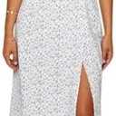 Bonkwa Women Floral Summer Dress Ruffle Strap Sleeveless Midi Sundress Square Neck Casual Slit Vacation Dresses for Women M