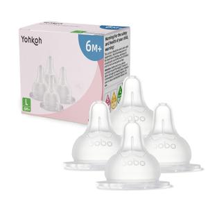YOHKOH Baby Bottle Nipples for Wide Neck Bottles, 100% Natural Feel Silicone Nipples, BPA-Free (6m+, L, 2 Counts) YOHKOH Baby Bottle Nipples for Wide Neck Bottles, 100% Natural Feel Silicone Nipples, BPA-Free (6m+, L, 2 Counts)